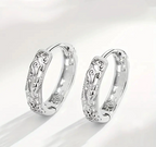 Minimalist Minimalist Engraved Hoop Earrings – Silver Textured Small Hoop Earrings for Women – Elegant Everyday Jewelry for Women