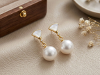Minimalist Minimalist Pearl Drop Earrings – Elegant Gold Tone Dangle Earrings for Women – Elegant Everyday Jewelry for Women