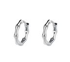 Minimalist Minimalist Bamboo Style Hoop Earrings – Small Silver Huggie Earrings – Elegant Everyday Jewelry for Women