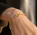 Minimalist Minimalist Knot Open Cuff Bracelet – Adjustable Gold Bangle for Women – Elegant Everyday Jewelry for Women
