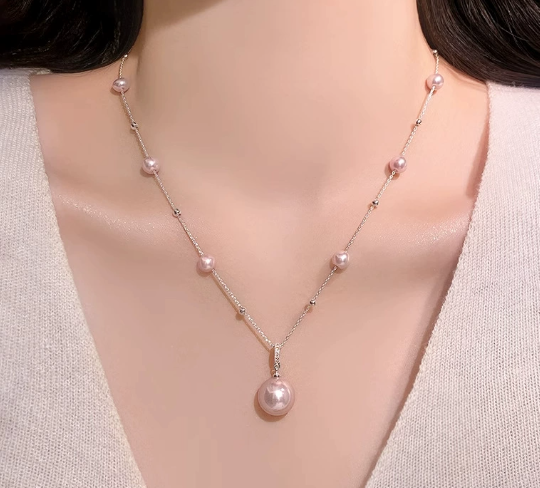 Minimalist Minimalist Pearl Chain Necklace – Beaded Pearl Pendant Necklace for Women – Elegant Everyday Jewelry for Women