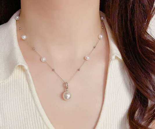 Minimalist Minimalist Pearl Chain Necklace – Beaded Pearl Pendant Necklace for Women – Elegant Everyday Jewelry for Women