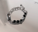 Minimalist Layered Chain Bracelet with Rectangular Crystal – Adjustable Silver Bracelet – Elegant Everyday Jewelry for Women
