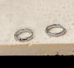 Minimalist Minimalist Bamboo Style Hoop Earrings – Small Silver Huggie Earrings – Elegant Everyday Jewelry for Women