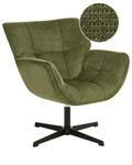 Swivel Armchair AUMA Fabric Green – Retro Accent Chair with 360° Swivel Base