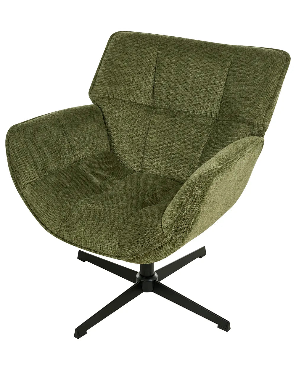 Swivel Armchair AUMA Fabric Green – Retro Accent Chair with 360° Swivel Base
