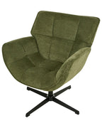 Swivel Armchair AUMA Fabric Green – Retro Accent Chair with 360° Swivel Base
