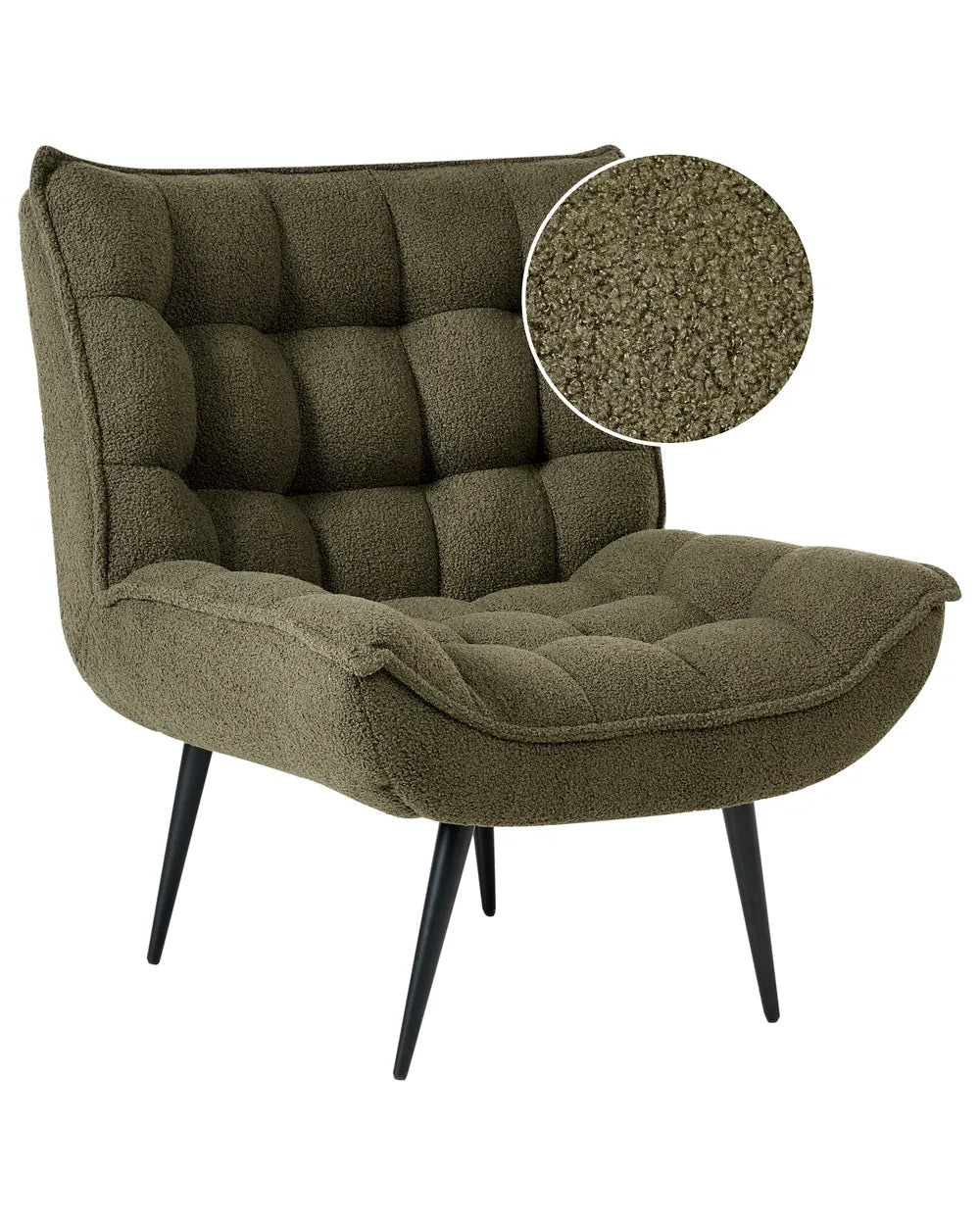 ALVESTA Boucle Dark Green Armchair – Modern Armless Accent Chair with Soft Upholstery