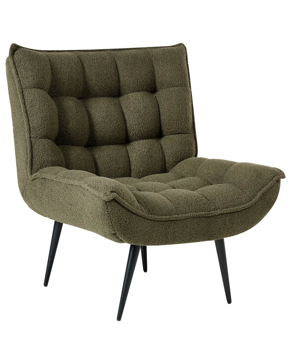 ALVESTA Boucle Dark Green Armchair – Modern Armless Accent Chair with Soft Upholstery