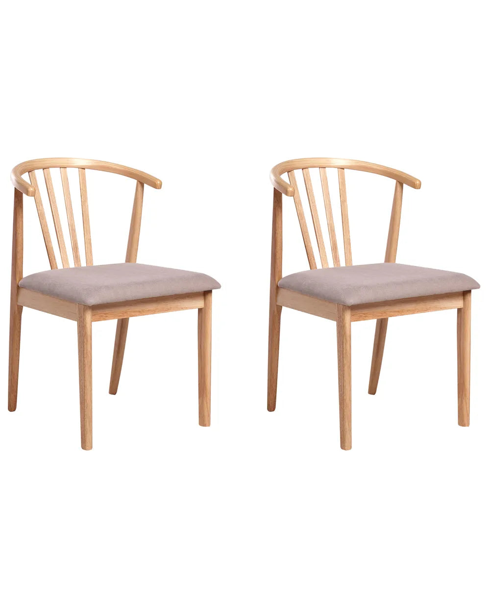 Set of 2 Dining Chairs Craig Wood Light Brown / Taupe