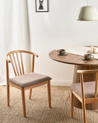 Set of 2 Dining Chairs Craig Wood Light Brown / Taupe
