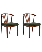 Set of 2 Dining Chairs Craig Wood Dark Brown / Green