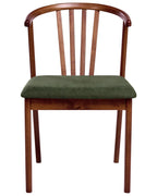 Set of 2 Dining Chairs Craig Wood Dark Brown / Green