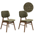 Set of 2 Dining Chairs ELAINE Bouclé Fabric Taupe – Dark Wood Frame