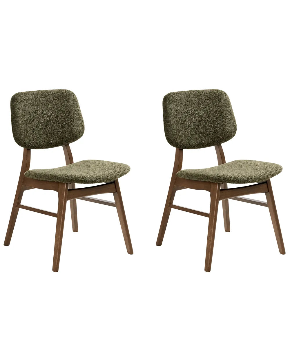 Set of 2 Dining Chairs ELAINE Bouclé Fabric Taupe – Dark Wood Frame