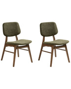 Set of 2 Dining Chairs ELAINE Bouclé Fabric Taupe – Dark Wood Frame