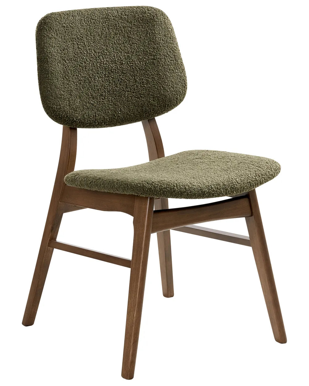 Set of 2 Dining Chairs ELAINE Bouclé Fabric Taupe – Dark Wood Frame