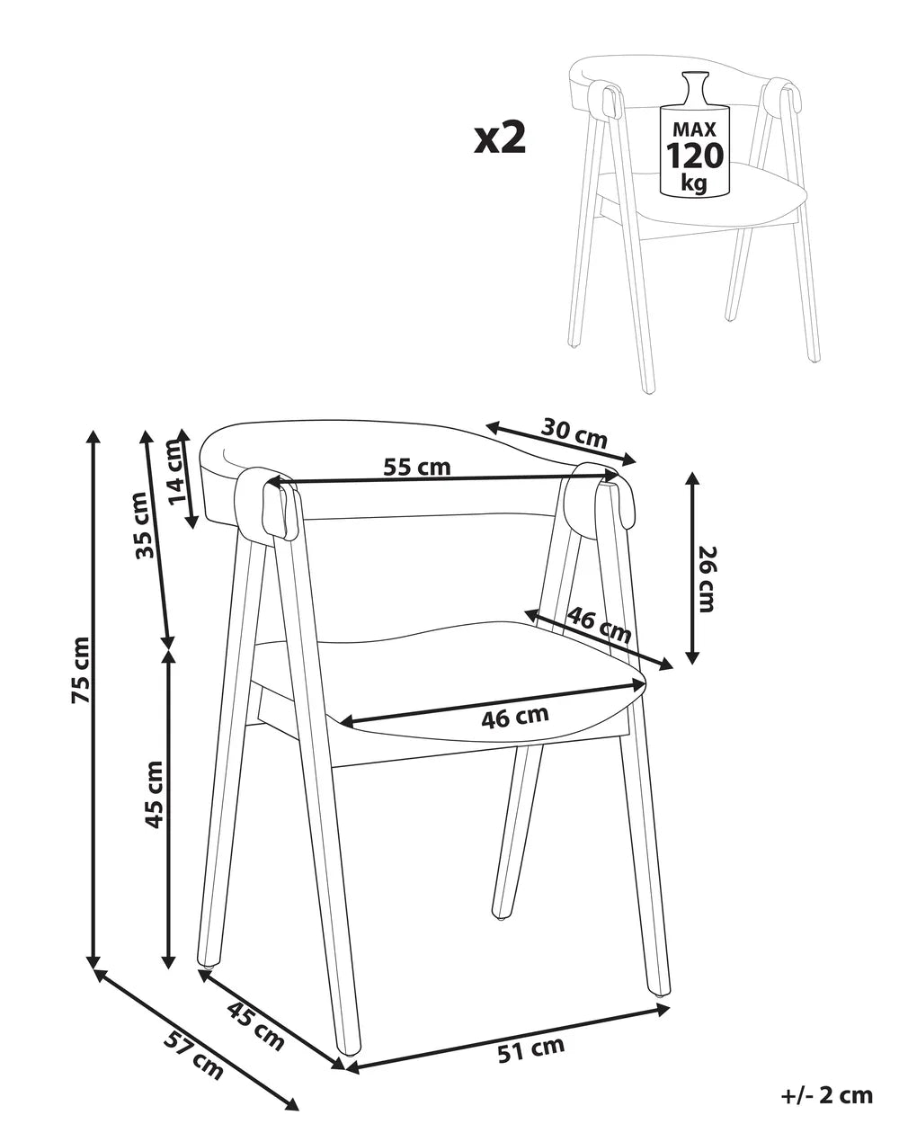 2 Dining Chairs in Traditional Style