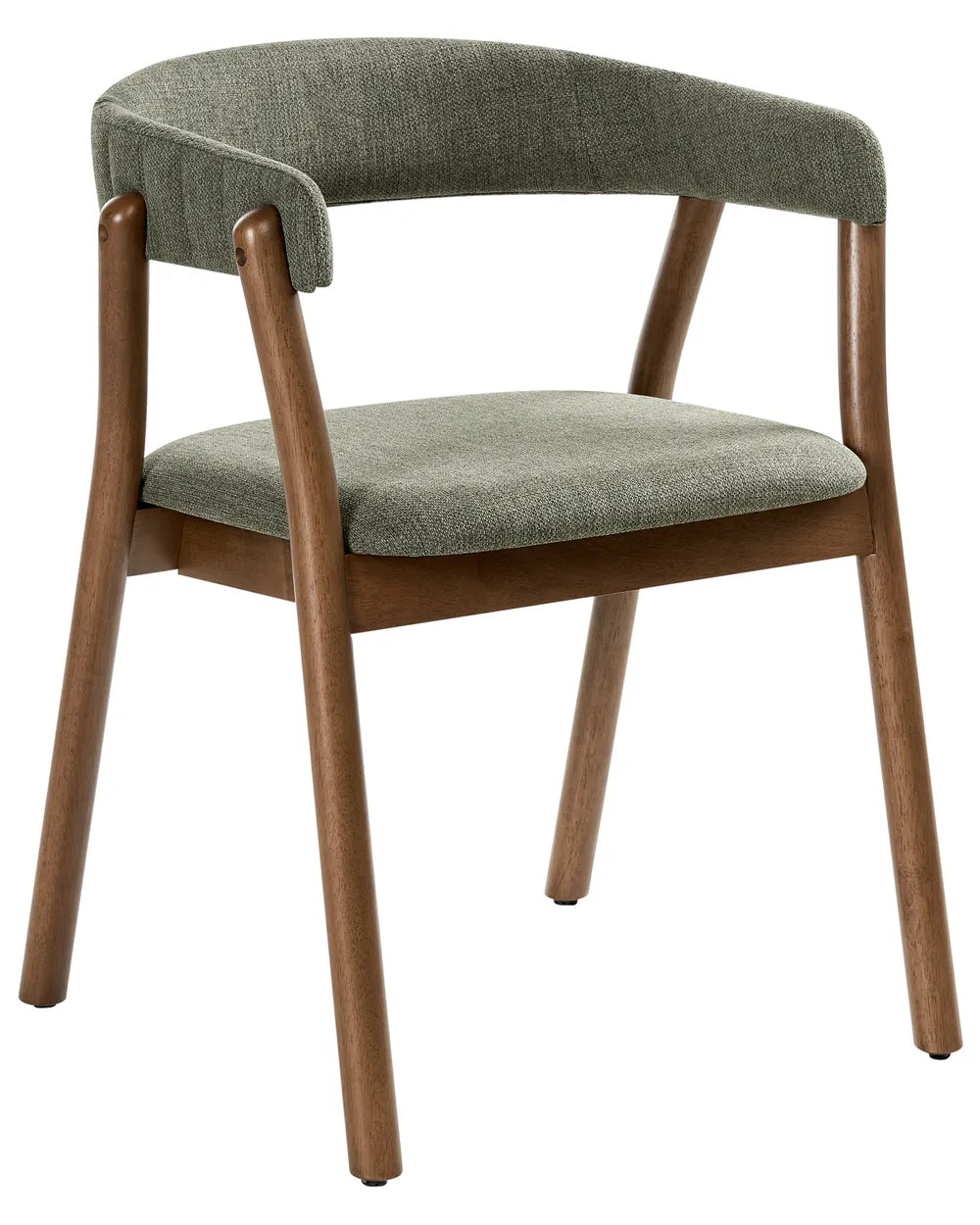 Set of 2 Dining Chairs MYLO Fabric Dark Brown & Green – Wooden Frame, Curved Backrest