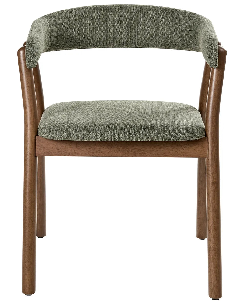 Set of 2 Dining Chairs MYLO Fabric Dark Brown & Green – Wooden Frame, Curved Backrest