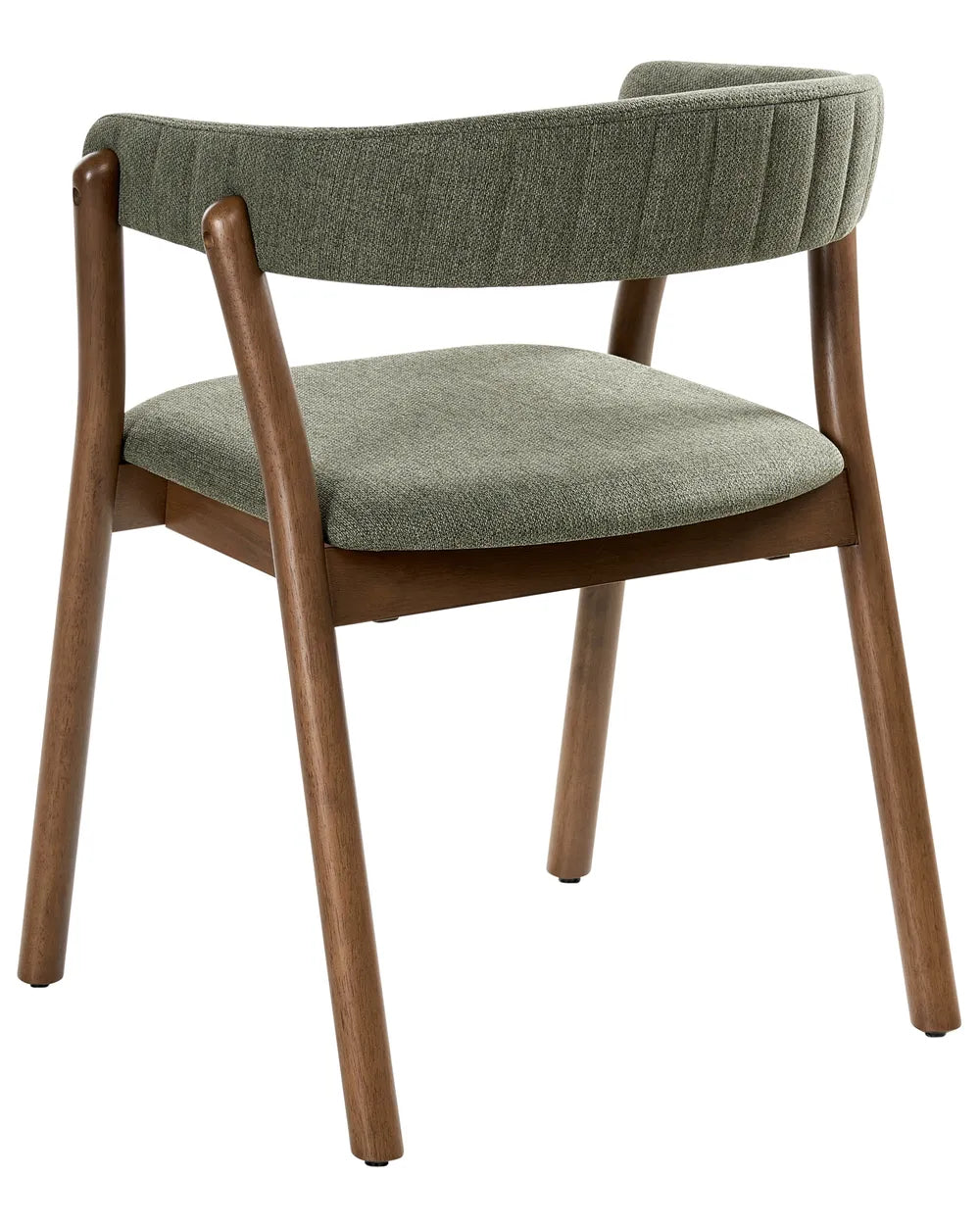 Set of 2 Dining Chairs MYLO Fabric Dark Brown & Green – Wooden Frame, Curved Backrest