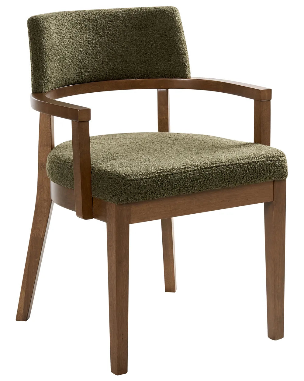 Set of 2 Dining Chairs DALBO Boucle Dark Brown / Green with Armrests