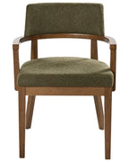 Set of 2 Dining Chairs DALBO Boucle Dark Brown / Green with Armrests