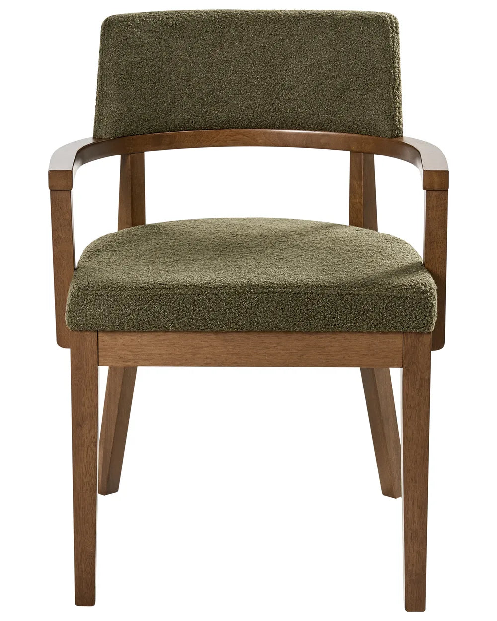 Set of 2 Dining Chairs DALBO Boucle Dark Brown / Green with Armrests