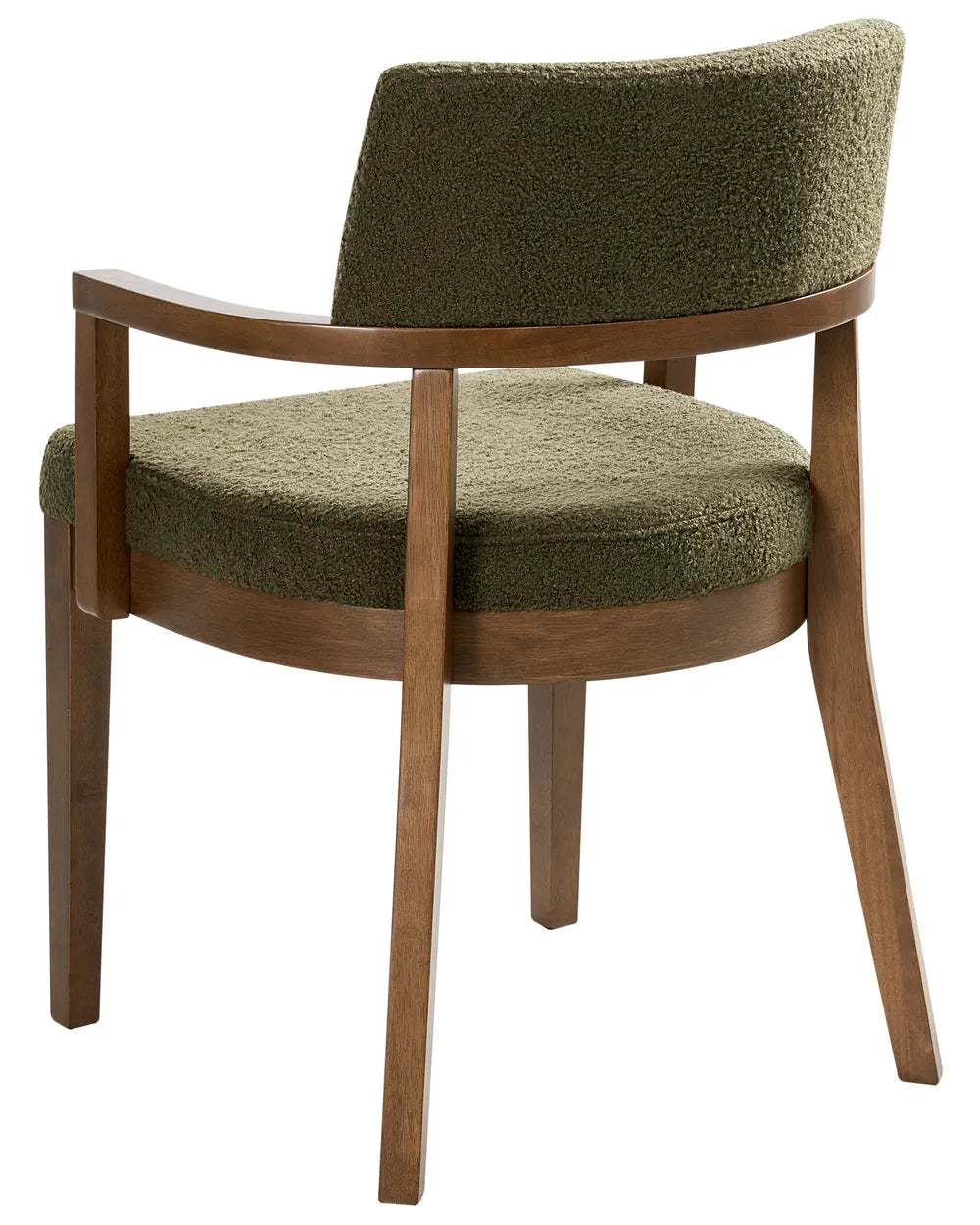 Set of 2 Dining Chairs DALBO Boucle Dark Brown / Green with Armrests