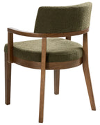 Set of 2 Dining Chairs DALBO Boucle Dark Brown / Green with Armrests