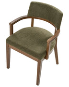 Set of 2 Dining Chairs DALBO Boucle Dark Brown / Green with Armrests
