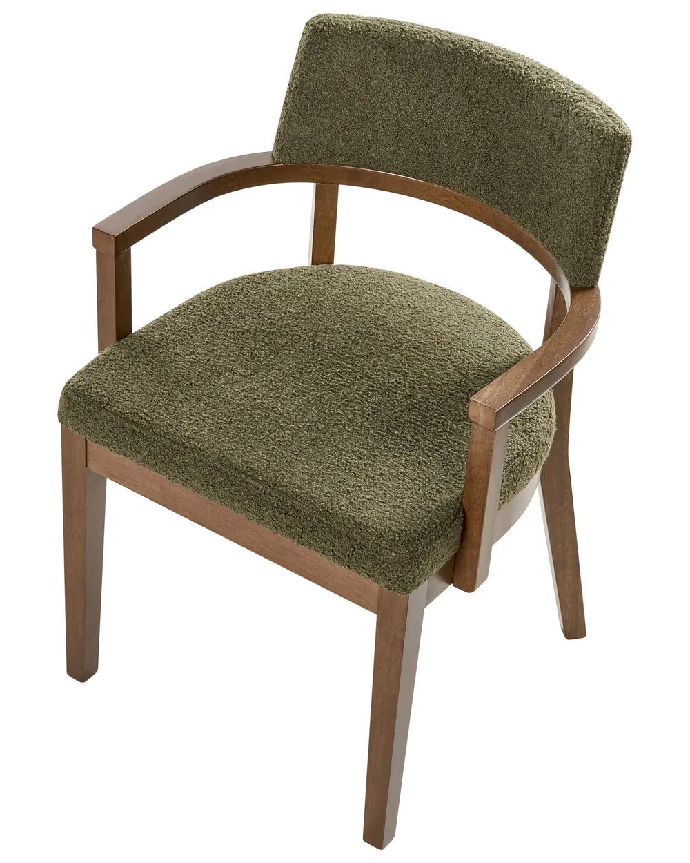 Set of 2 Dining Chairs DALBO Boucle Dark Brown / Green with Armrests