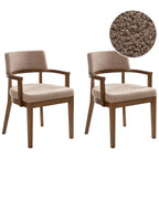 Set of 2 Dining Chairs DALBO Boucle Dark Brown / taupe with Armrests