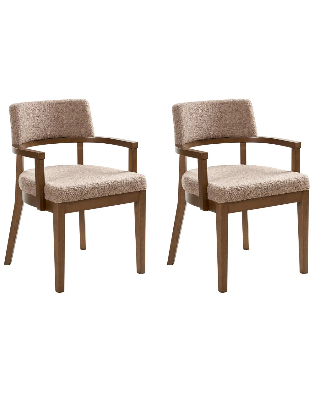 Set of 2 Dining Chairs DALBO Boucle Dark Brown / taupe with Armrests