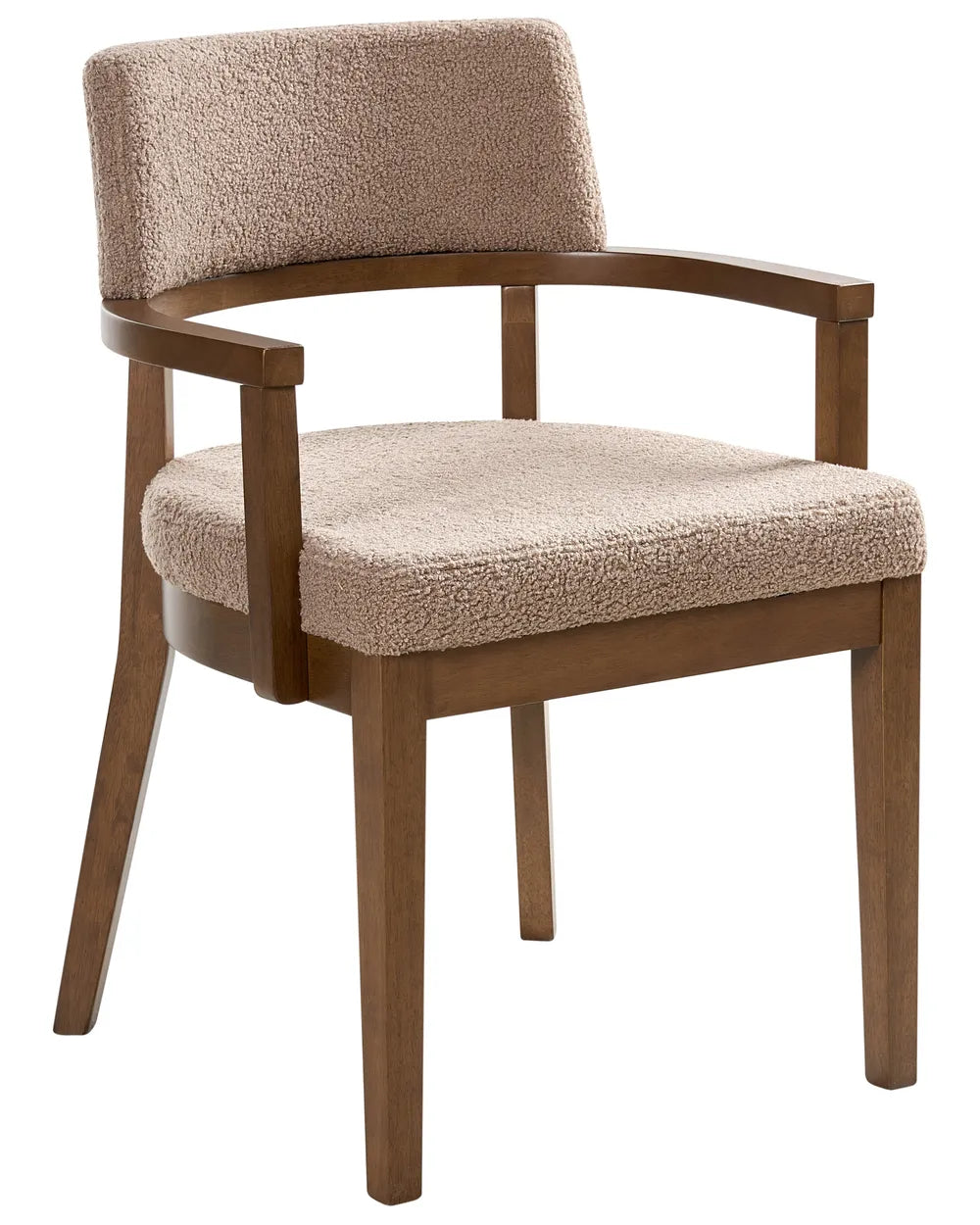Set of 2 Dining Chairs DALBO Boucle Dark Brown / taupe with Armrests