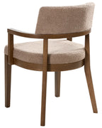 Set of 2 Dining Chairs DALBO Boucle Dark Brown / taupe with Armrests