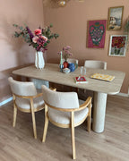 Set of 2 Dining Chairs DALBO Boucle Brown / Beige with Armrests