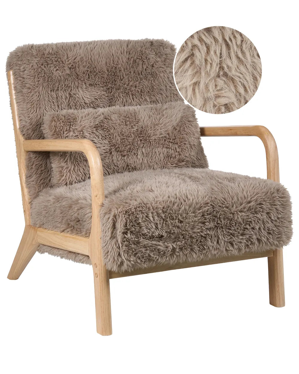Classic Armchair SKOVDE Faux Fur Upholstered Armchair with Armrests – Taupe