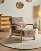 Classic Armchair SKOVDE Faux Fur Upholstered Armchair with Armrests – Taupe