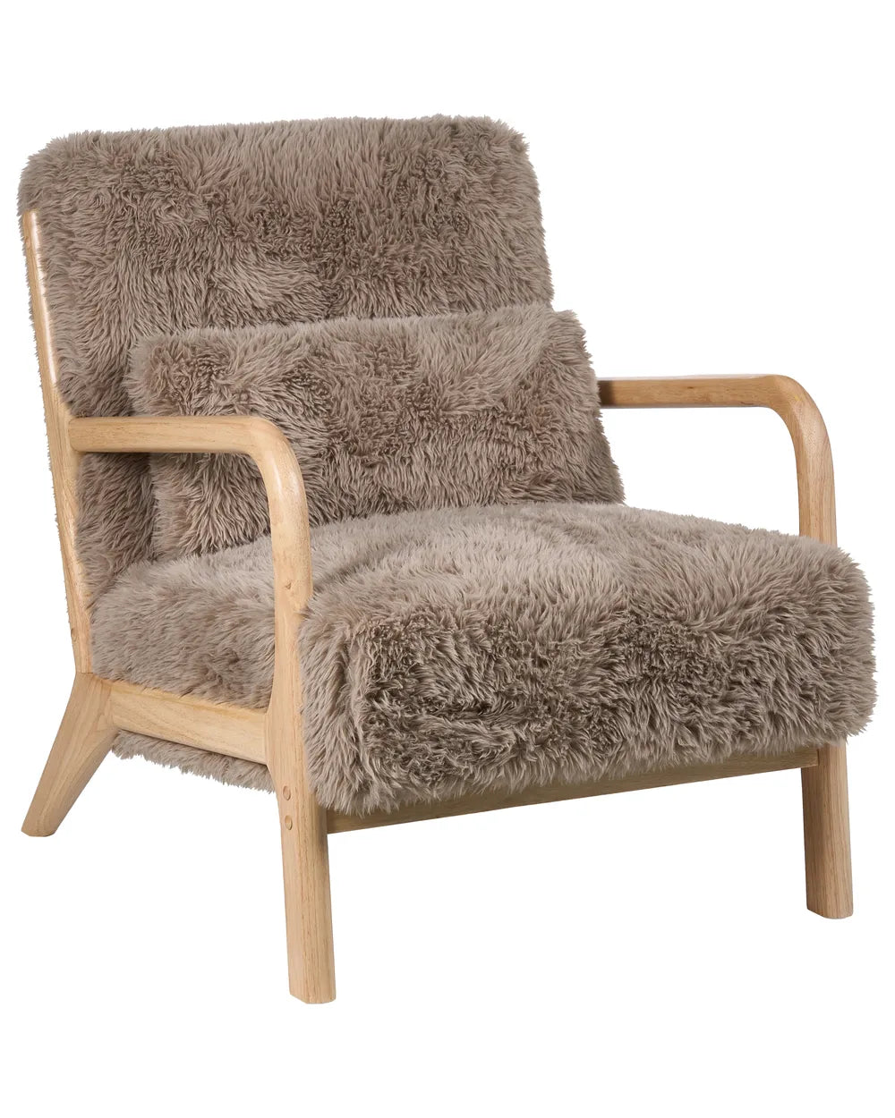 Classic Armchair SKOVDE Faux Fur Upholstered Armchair with Armrests – Taupe