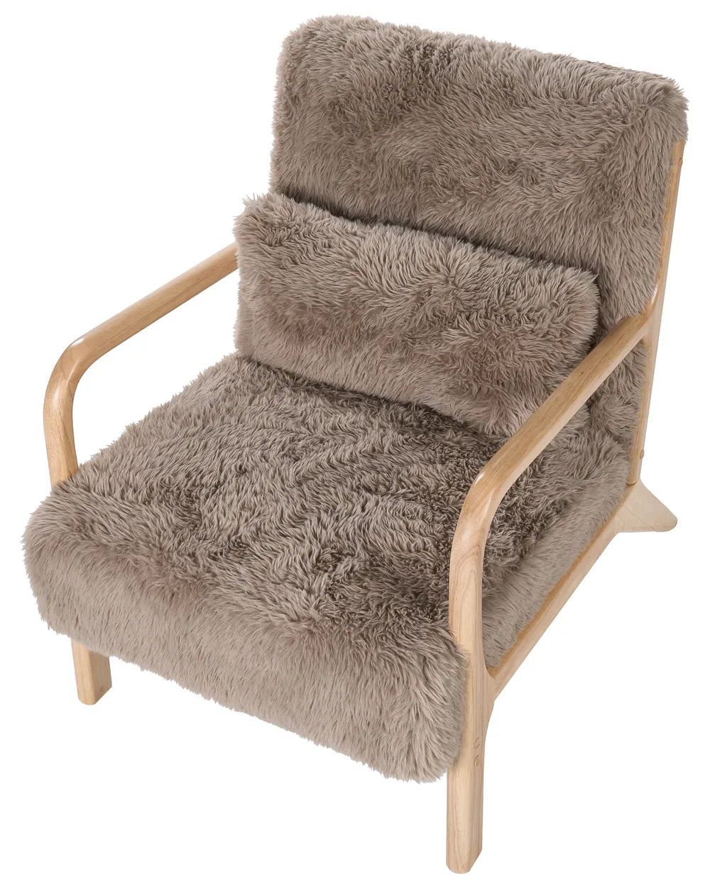 Classic Armchair SKOVDE Faux Fur Upholstered Armchair with Armrests – Taupe