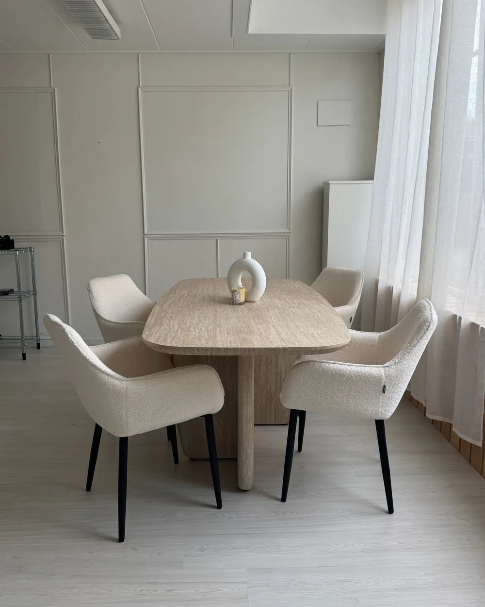 Dining Table TRAVERS Travertine Effect 180 × 90 cm