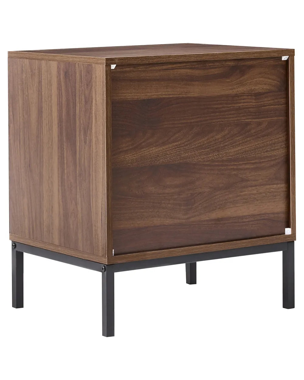 Nightstand with Geometric Pattern – 1 Drawer Bedside Table in Dark Brown