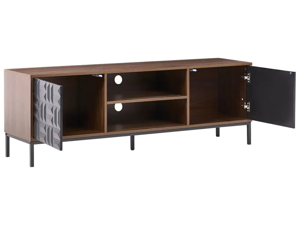 CARAQUET Dark Brown TV Stand – Geometric Pattern Media Unit for TVs up to 70", 160 cm