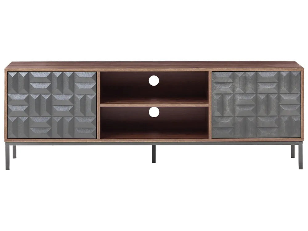 CARAQUET Dark Brown TV Stand – Geometric Pattern Media Unit for TVs up to 70", 160 cm