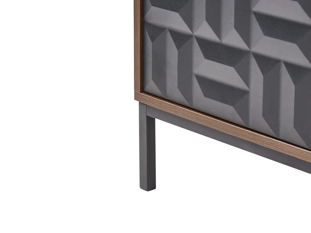 CARAQUET Dark Brown TV Stand – Geometric Pattern Media Unit for TVs up to 70", 160 cm