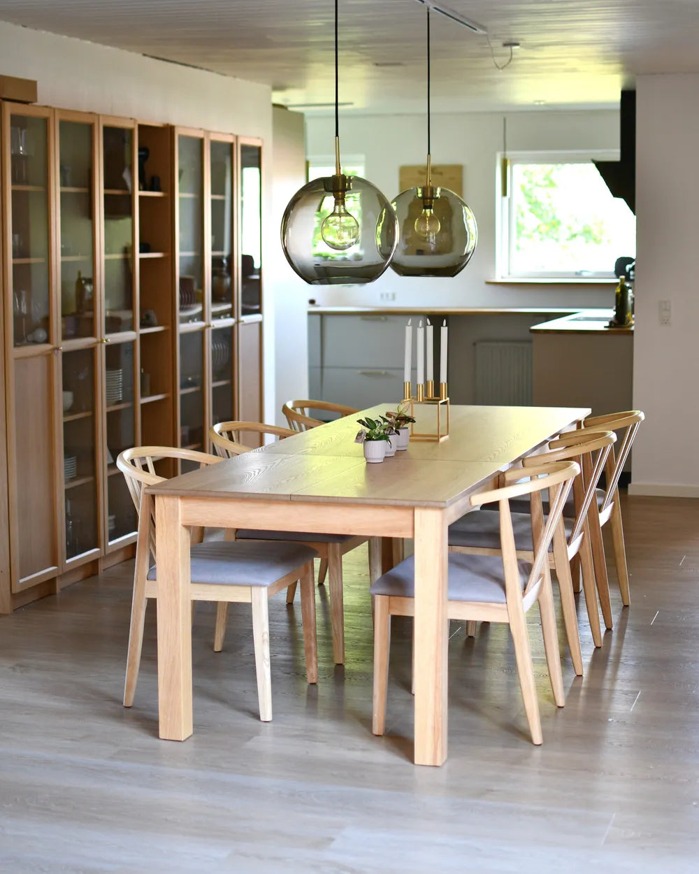 Set of 2 Dining Chairs Craig Wood Light Brown / Taupe