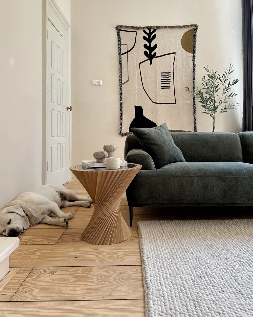 Sofa 3 Seater MATILA Fabric Fabric Green – Thickly Padded Couch with Cushions, Modern 3-Seat Fabric Sofa, 233 cm