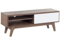 Mid-Century Modern TV Stand BUFFALO Brown & White – Sliding Door Media Unit for TVs up to 55", MDF, Cable Management