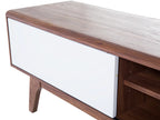 Mid-Century Modern TV Stand BUFFALO Brown & White – Sliding Door Media Unit for TVs up to 55", MDF, Cable Management